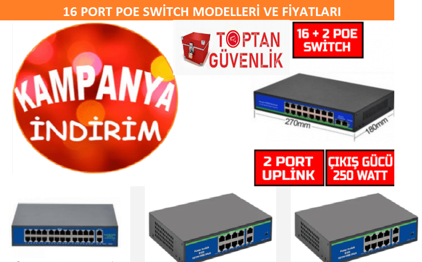 16 kanal poe switch gigabit 