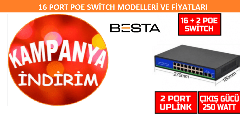 Poe Switch 16 port gigabit fiyatları