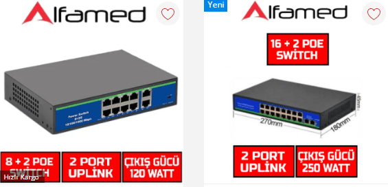 metal kasalı POE switchler