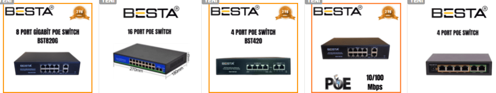 Besta markalı PoE switch kampanyası Besta markalı PoE switch kampanyası